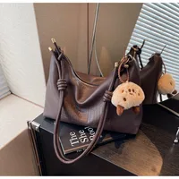 Women's Large Pu Leather Solid Color Streetwear Dumpling Shape Zipper Shoulder Bag sku image 4