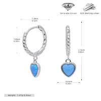 1 Pair 18K Gold Plated White Gold Plated Rhodium Plated 925 Sterling Silver Zircon Heart Shape Drop Earrings main image 2
