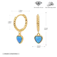 1 Pair 18K Gold Plated White Gold Plated Rhodium Plated 925 Sterling Silver Zircon Heart Shape Drop Earrings main image 3