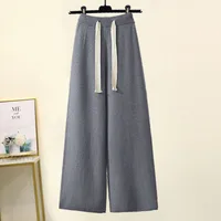 Daily Women's Casual Elegant Solid Color Spandex Knit Rib-Knit Pants Sets sku image 3