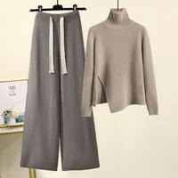 Daily Women's Casual Elegant Solid Color Spandex Knit Rib-Knit Pants Sets sku image 9
