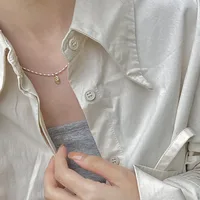 Gold And Silver Love Necklace Rice Olive Beads 925 Sterling Silver Niche Design Clavicle Chain Women's High-end Silver Ornaments main image 2