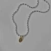 Gold And Silver Love Necklace Rice Olive Beads 925 Sterling Silver Niche Design Clavicle Chain Women's High-end Silver Ornaments sku image 1