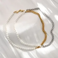 Card Wheel New Stitching Pearl Necklace Clavicle Chain Bracelet Chain Female Titanium Steel Niche Design Sense Two-piece Jewelry main image 1