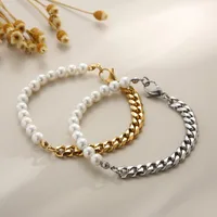 Card Wheel New Stitching Pearl Necklace Clavicle Chain Bracelet Chain Female Titanium Steel Niche Design Sense Two-piece Jewelry main image 2