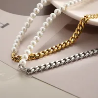 Card Wheel New Stitching Pearl Necklace Clavicle Chain Bracelet Chain Female Titanium Steel Niche Design Sense Two-piece Jewelry main image 3