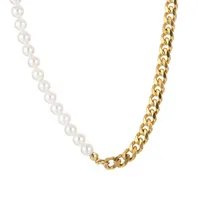 Card Wheel New Stitching Pearl Necklace Clavicle Chain Bracelet Chain Female Titanium Steel Niche Design Sense Two-piece Jewelry sku image 10