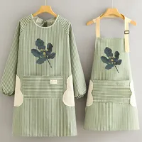 Cotton And Linen Long-sleeved Apron Kitchen Household Breathable Antifouling Cooking Waist Coverall Women's New Work Clothes main image 1
