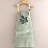 Cotton And Linen Long-sleeved Apron Kitchen Household Breathable Antifouling Cooking Waist Coverall Women's New Work Clothes sku image 1