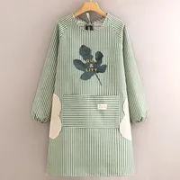 Cotton And Linen Long-sleeved Apron Kitchen Household Breathable Antifouling Cooking Waist Coverall Women's New Work Clothes sku image 14
