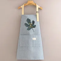 Cotton And Linen Long-sleeved Apron Kitchen Household Breathable Antifouling Cooking Waist Coverall Women's New Work Clothes sku image 3