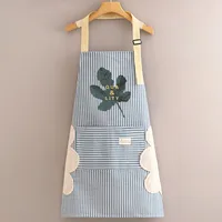 Cotton And Linen Long-sleeved Apron Kitchen Household Breathable Antifouling Cooking Waist Coverall Women's New Work Clothes sku image 7
