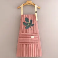 Cotton And Linen Long-sleeved Apron Kitchen Household Breathable Antifouling Cooking Waist Coverall Women's New Work Clothes sku image 4
