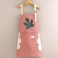 Cotton And Linen Long-sleeved Apron Kitchen Household Breathable Antifouling Cooking Waist Coverall Women's New Work Clothes sku image 8