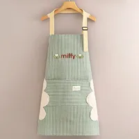 Cotton And Linen Long-sleeved Apron Kitchen Household Breathable Antifouling Cooking Waist Coverall Women's New Work Clothes sku image 9