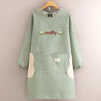 Cotton And Linen Long-sleeved Apron Kitchen Household Breathable Antifouling Cooking Waist Coverall Women's New Work Clothes sku image 17