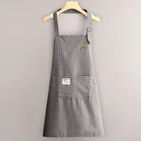 Cotton And Linen Long-sleeved Apron Kitchen Household Breathable Antifouling Cooking Waist Coverall Women's New Work Clothes sku image 2
