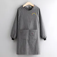 Cotton And Linen Long-sleeved Apron Kitchen Household Breathable Antifouling Cooking Waist Coverall Women's New Work Clothes sku image 10