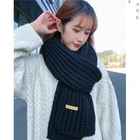 Korean Style New Fashion  Solid Color Knitted Wool Scarf Women's Autumn And Winter Thickened Warm Neck For Couple Men main image 2