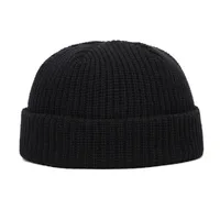 Korean Style Men's Short  Knitted Hat Hooligan Hat Floor Hat Women's Autumn And Winter Warm Wool Hat Pullover Cold Hat Trendy sku image 1
