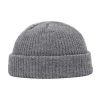 Korean Style Men's Short  Knitted Hat Hooligan Hat Floor Hat Women's Autumn And Winter Warm Wool Hat Pullover Cold Hat Trendy sku image 7