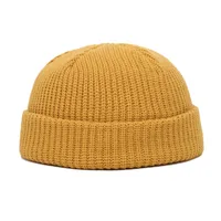 Korean Style Men's Short  Knitted Hat Hooligan Hat Floor Hat Women's Autumn And Winter Warm Wool Hat Pullover Cold Hat Trendy sku image 8