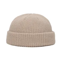 Korean Style Men's Short  Knitted Hat Hooligan Hat Floor Hat Women's Autumn And Winter Warm Wool Hat Pullover Cold Hat Trendy sku image 10