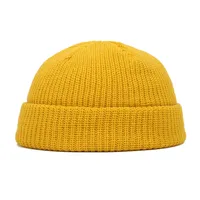 Korean Style Men's Short  Knitted Hat Hooligan Hat Floor Hat Women's Autumn And Winter Warm Wool Hat Pullover Cold Hat Trendy sku image 11