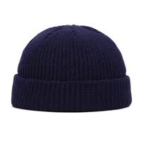 Korean Style Men's Short  Knitted Hat Hooligan Hat Floor Hat Women's Autumn And Winter Warm Wool Hat Pullover Cold Hat Trendy sku image 12