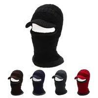 Autumn And Winter Woolen Hat Men's Outdoor Riding Tram Cold-proof Cotton Hat Fleece-lined Thickened Knitted Neck Protection Integrated Hat main image 1