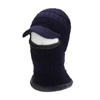 Autumn And Winter Woolen Hat Men's Outdoor Riding Tram Cold-proof Cotton Hat Fleece-lined Thickened Knitted Neck Protection Integrated Hat main image 5