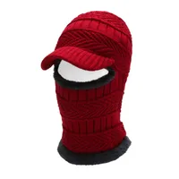 Autumn And Winter Woolen Hat Men's Outdoor Riding Tram Cold-proof Cotton Hat Fleece-lined Thickened Knitted Neck Protection Integrated Hat sku image 1