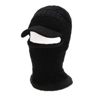 Autumn And Winter Woolen Hat Men's Outdoor Riding Tram Cold-proof Cotton Hat Fleece-lined Thickened Knitted Neck Protection Integrated Hat sku image 2