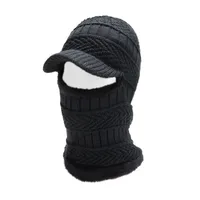 Autumn And Winter Woolen Hat Men's Outdoor Riding Tram Cold-proof Cotton Hat Fleece-lined Thickened Knitted Neck Protection Integrated Hat sku image 3