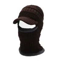 Autumn And Winter Woolen Hat Men's Outdoor Riding Tram Cold-proof Cotton Hat Fleece-lined Thickened Knitted Neck Protection Integrated Hat sku image 4