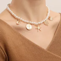 Jewelry Ocean Style Imitation Pearl Neck Chain Starfish Pendant Necklace Women's  High-end  Necklace main image 2