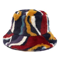 Plush Fisherman Hat Bucket Hat Warm Soft Folding Plush Sun Hat Basin Hat Fluffy Hat sku image 6