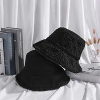 Plush Fisherman Hat Bucket Hat Warm Soft Folding Plush Sun Hat Basin Hat Fluffy Hat sku image 7