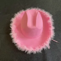 New Prom Party Sequins Western Cowboy Pink Hat Western Cowboy Hat Sunscreen Hat Stage Performance Hat main image 1