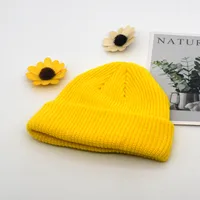 Autumn And Winter Knitted Hat Fashion Brand Solid Color Cold Hat Korean Style Melon Leather Hat Knitted Wool Floor Hat sku image 2