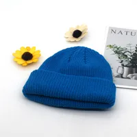 Autumn And Winter Knitted Hat Fashion Brand Solid Color Cold Hat Korean Style Melon Leather Hat Knitted Wool Floor Hat sku image 3