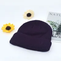 Autumn And Winter Knitted Hat Fashion Brand Solid Color Cold Hat Korean Style Melon Leather Hat Knitted Wool Floor Hat sku image 4
