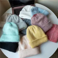 Dongdaemun Soft White Rabbit Fur Knitted Wool Hat Women's Autumn And Winter Fashion Thickened Warm Pullover Hat main image 1