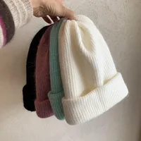 Dongdaemun Soft White Rabbit Fur Knitted Wool Hat Women's Autumn And Winter Fashion Thickened Warm Pullover Hat main image 4