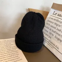 Dongdaemun Soft White Rabbit Fur Knitted Wool Hat Women's Autumn And Winter Fashion Thickened Warm Pullover Hat sku image 1