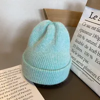 Dongdaemun Soft White Rabbit Fur Knitted Wool Hat Women's Autumn And Winter Fashion Thickened Warm Pullover Hat sku image 6