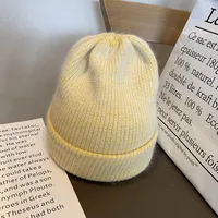 Dongdaemun Soft White Rabbit Fur Knitted Wool Hat Women's Autumn And Winter Fashion Thickened Warm Pullover Hat sku image 7