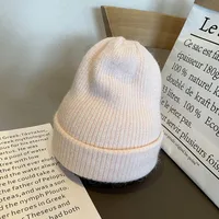 Dongdaemun Soft White Rabbit Fur Knitted Wool Hat Women's Autumn And Winter Fashion Thickened Warm Pullover Hat sku image 8