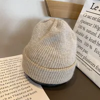 Dongdaemun Soft White Rabbit Fur Knitted Wool Hat Women's Autumn And Winter Fashion Thickened Warm Pullover Hat sku image 9