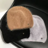 Simple M Standard Rabbit Fur Wool Hat Female   Autumn And Winter Japanese Pure Color Cold Hat Warm Pullover Knitted Hat Fashion main image 1